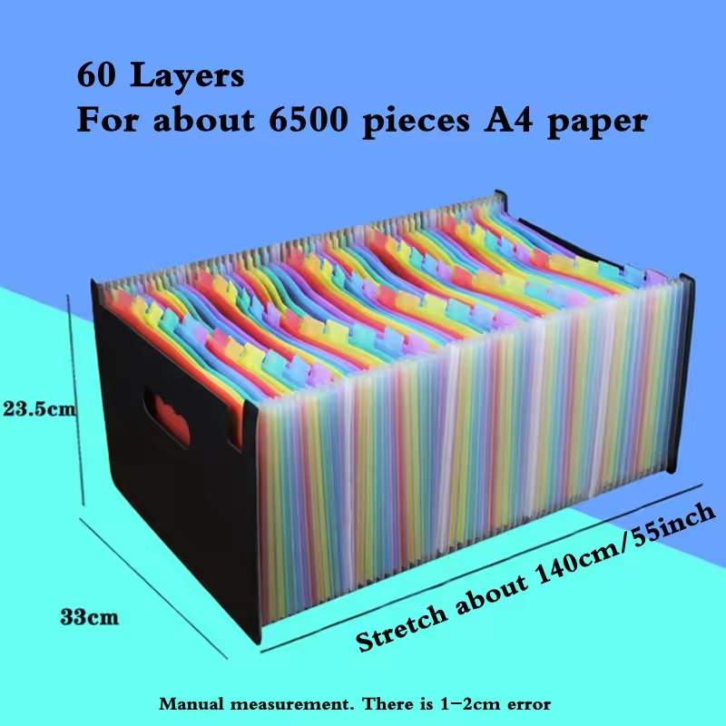 24 48 Layers A4 Document Standing Accordions Pockets Expanding File Folder Waterproof Organizer Bag Business Office Stationery