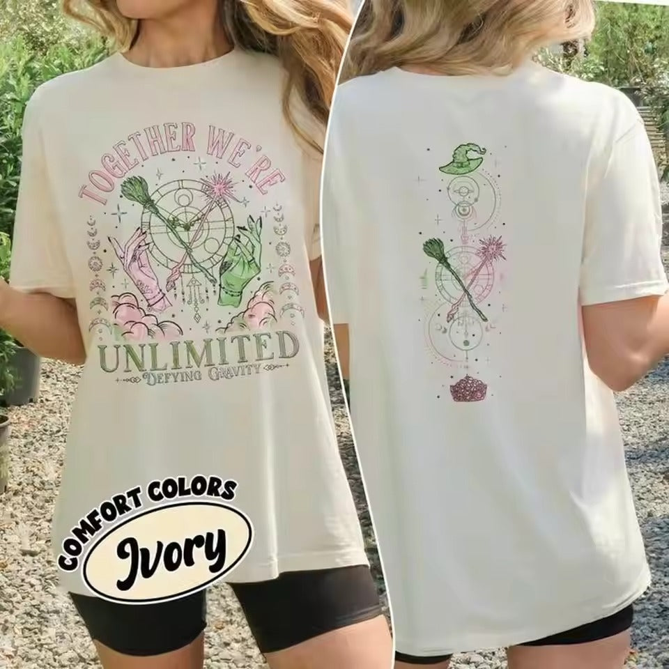 Wicked Together We’re Unlimited Comfort Shirts Defy Gravity Broomstick Magic Wand Tee Wizard Movie Fan Tee Y2K Top Streetwear