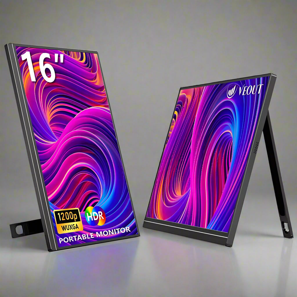 VEOUT 16-inch 60HZ Gaming Portable Monitor for Laptop, 1610 IPS 1200P Display LCD FHD External Second Computer Screen for Phone