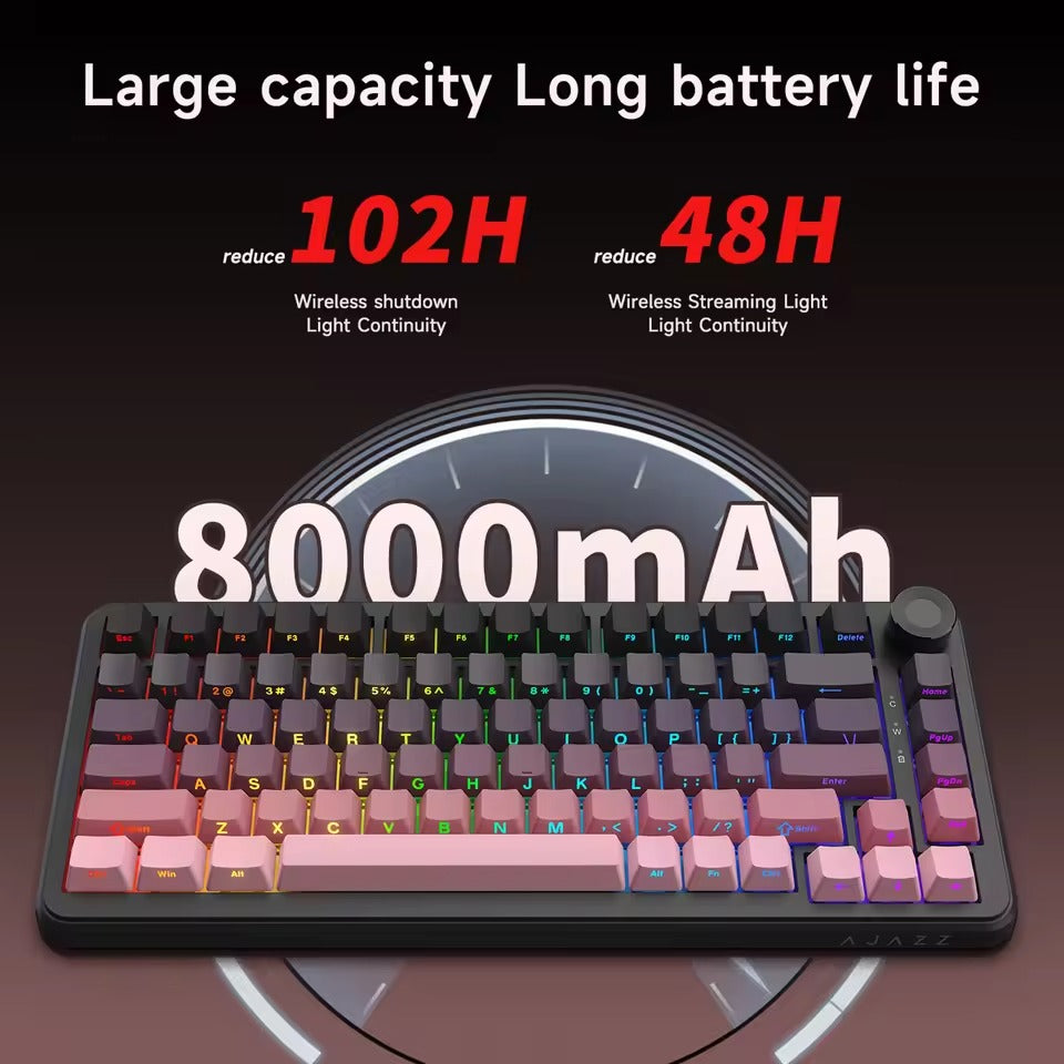 New AJAZZ AK820 MAX Plus Gaming Keyboard Tri Mode 8000mAh Gasket TFT Screen Hot Plug Mechanical Keyboard Customized PC Accessory