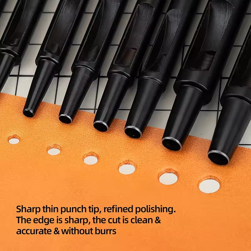 WUTA 1-10pcs Plating Titanium Leather Hole Punching Tools Set Round Hollow Puncher DIY Leather Craft for Watch Band,Belt,Fabric