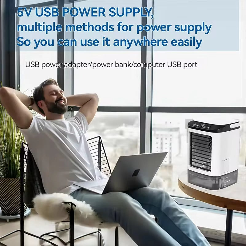 household mini air conditioning fan USB office refrigeration humidification atomization cooling fan portable mobile air cooler