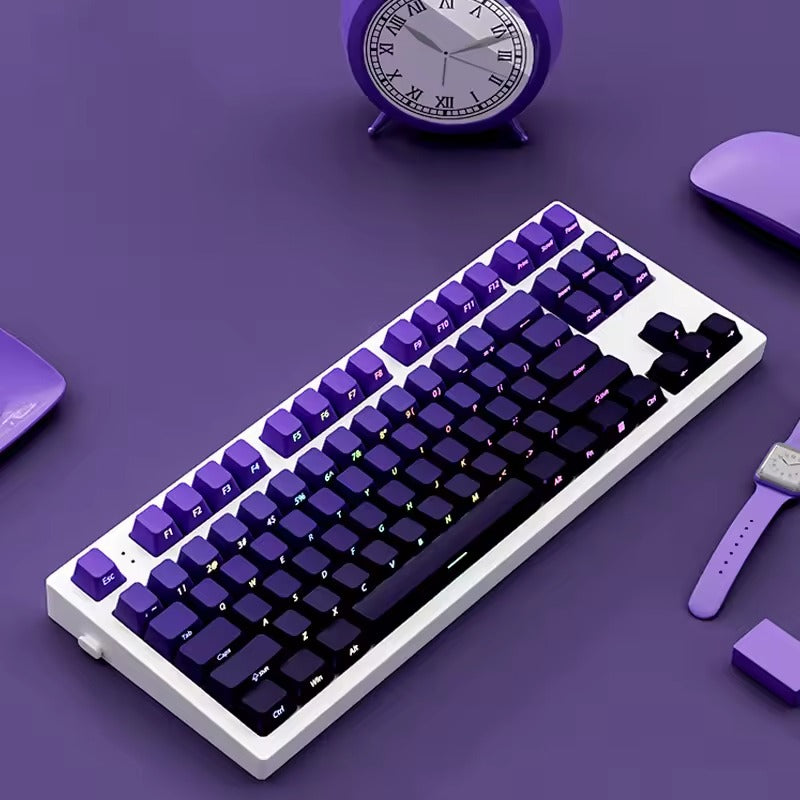 Gradient Purple Double Shot PBT Keycaps OEM Profile Side Print RGB Backlit Keycap 135 Key for Cherry MX Switches Gaming Keyboard