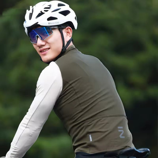 INIBKE Long Sleeved Men's Cycling Jersey Winter Fleece Bicycle Jersey Bike Riding Clothing Reflective Full Zipper 3 Rear Pockets