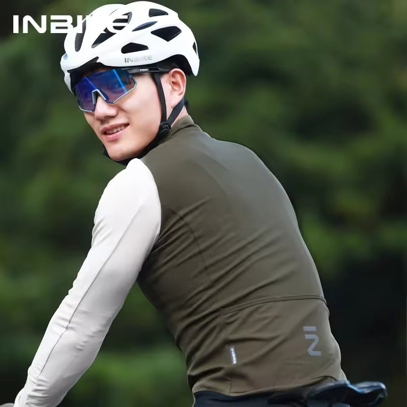 INIBKE Long Sleeved Men's Cycling Jersey Winter Fleece Bicycle Jersey Bike Riding Clothing Reflective Full Zipper 3 Rear Pockets
