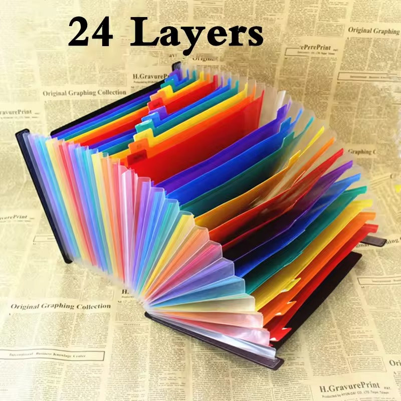 24 48 Layers A4 Document Standing Accordions Pockets Expanding File Folder Waterproof Organizer Bag Business Office Stationery