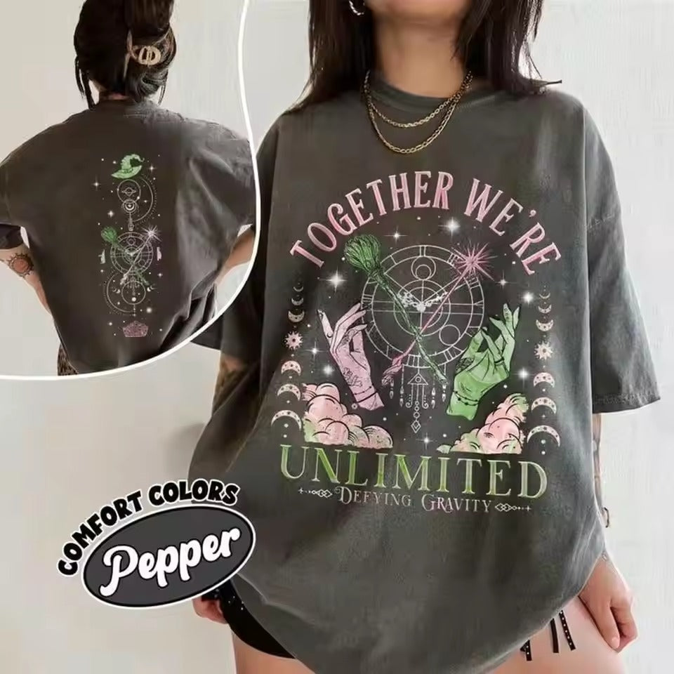Wicked Together We’re Unlimited Comfort Shirts Defy Gravity Broomstick Magic Wand Tee Wizard Movie Fan Tee Y2K Top Streetwear