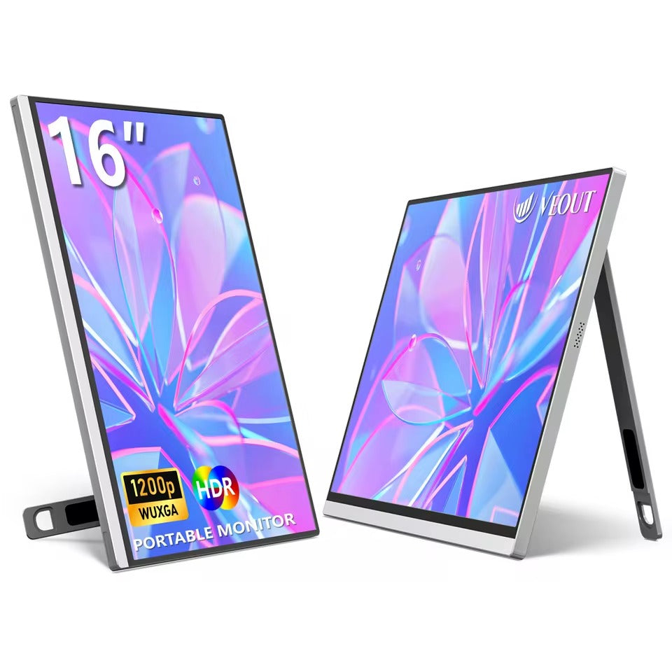 VEOUT 16-inch 60HZ Gaming Portable Monitor for Laptop, 1610 IPS 1200P Display LCD FHD External Second Computer Screen for Phone