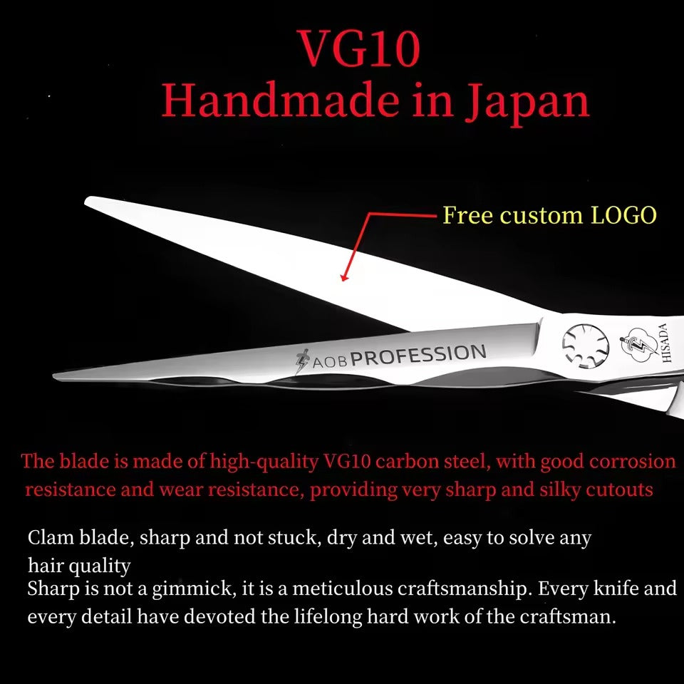 HISADA barber Scissors professional hairdressing scissors 6.0-6.5-inch VG10 material Hair cutting machine Hair cutting scissors
