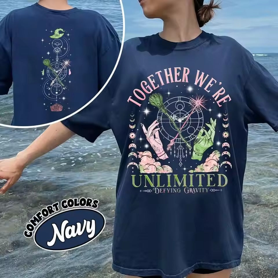 Wicked Together We’re Unlimited Comfort Shirts Defy Gravity Broomstick Magic Wand Tee Wizard Movie Fan Tee Y2K Top Streetwear