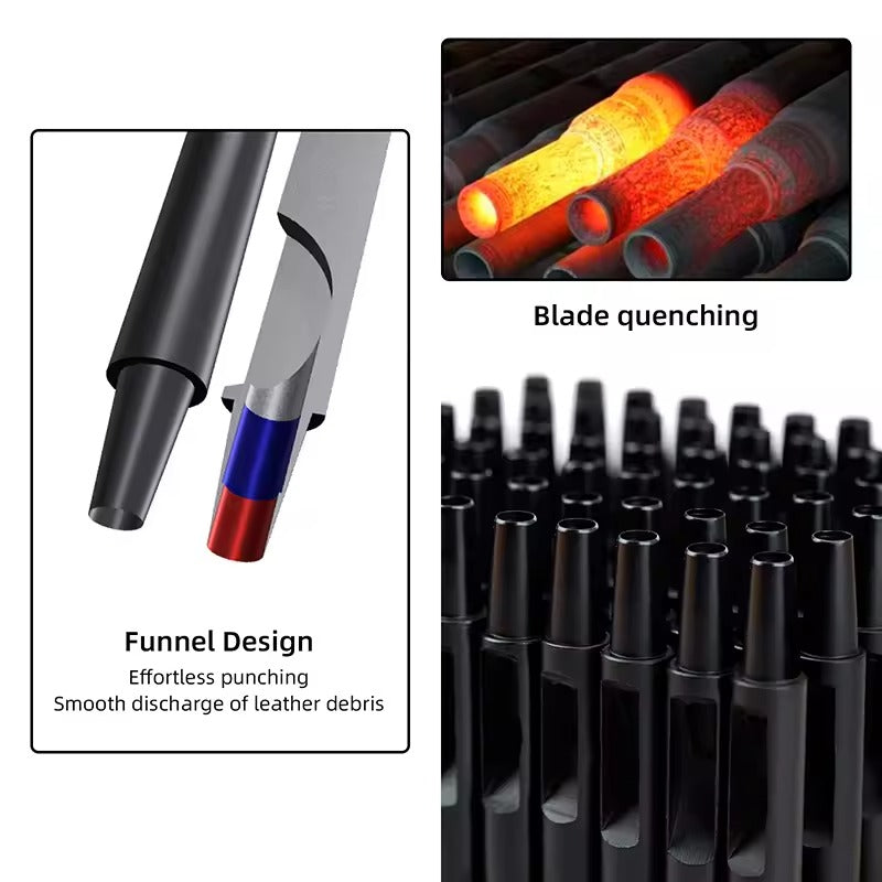 WUTA 1-10pcs Plating Titanium Leather Hole Punching Tools Set Round Hollow Puncher DIY Leather Craft for Watch Band,Belt,Fabric