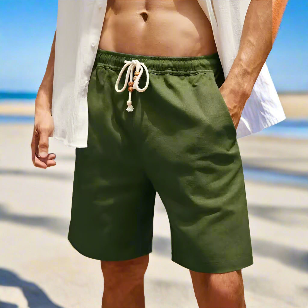 2025 new summer men's cotton and linen shorts, casual and breathable, solid color linen fitness streetwear, S-4XL