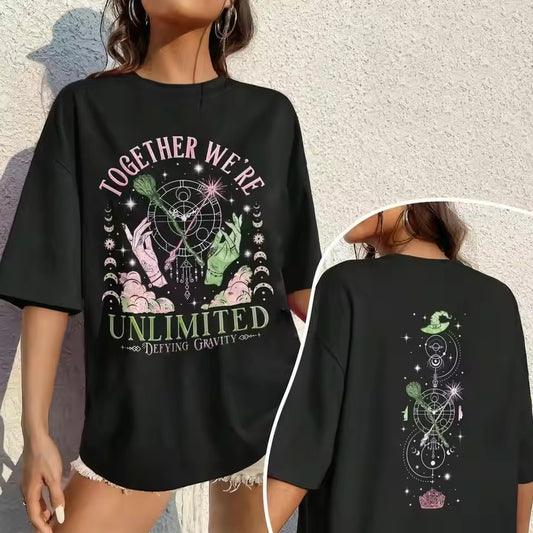 Wicked Together We’re Unlimited Comfort Shirts Defy Gravity Broomstick Magic Wand Tee Wizard Movie Fan Tee Y2K Top Streetwear