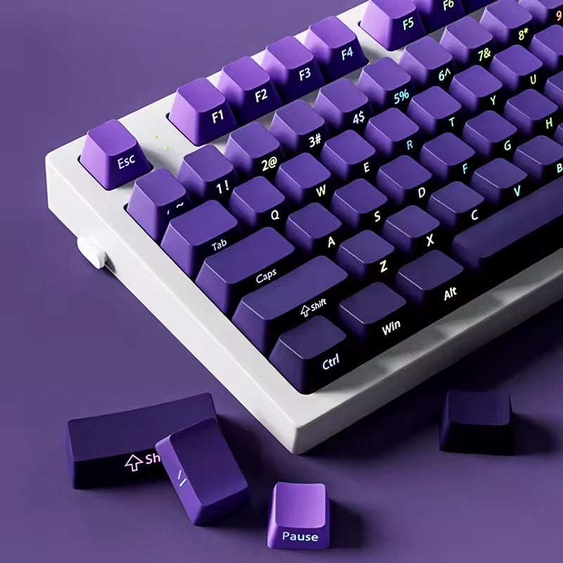 Gradient Purple Double Shot PBT Keycaps OEM Profile Side Print RGB Backlit Keycap 135 Key for Cherry MX Switches Gaming Keyboard
