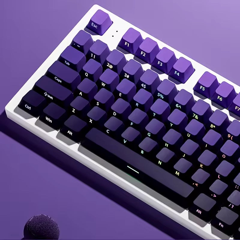 Gradient Purple Double Shot PBT Keycaps OEM Profile Side Print RGB Backlit Keycap 135 Key for Cherry MX Switches Gaming Keyboard