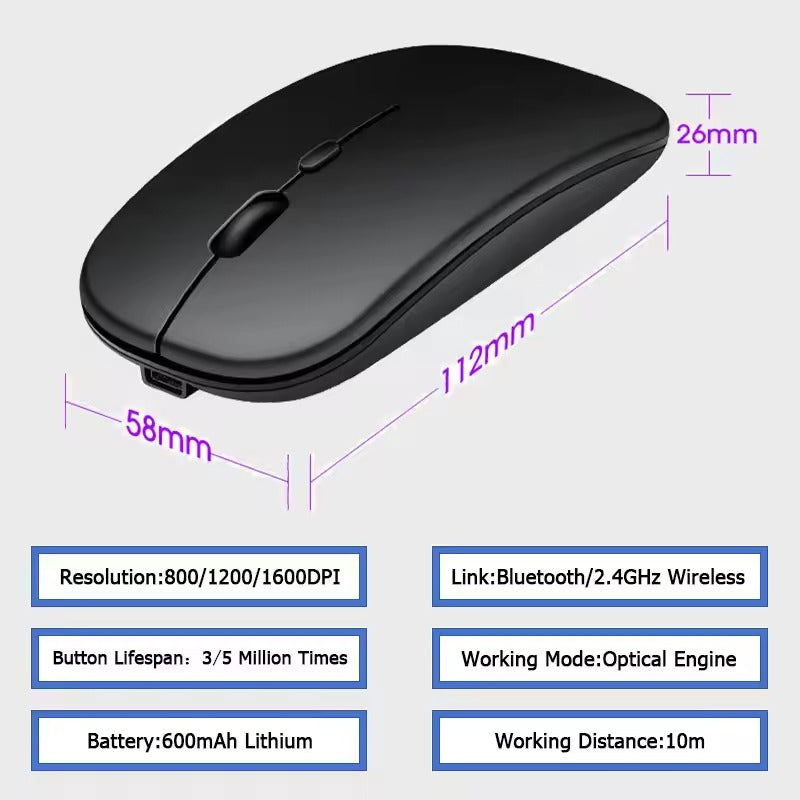 Silent Bluetooth Mouse Rechargeable Wireless Computer Laptop Optical Mouse for iPad Samsung Tablet Universal Mice Noiseless