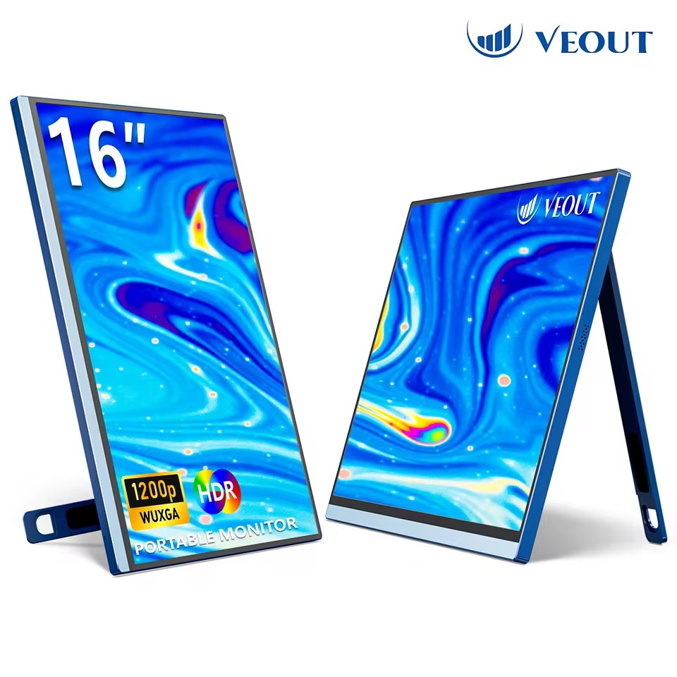 VEOUT 16-inch 60HZ Gaming Portable Monitor for Laptop, 1610 IPS 1200P Display LCD FHD External Second Computer Screen for Phone