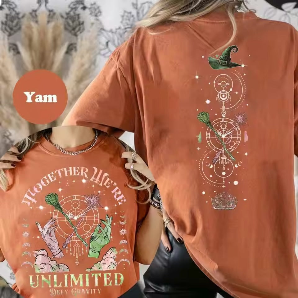 Wicked Together We’re Unlimited Comfort Shirts Defy Gravity Broomstick Magic Wand Tee Wizard Movie Fan Tee Y2K Top Streetwear